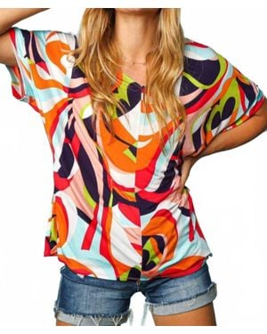 Haptics Geometric Loose Fit Short Sleeve Top - Orange