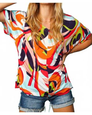 Haptics Geometric Loose Fit Short Sleeve Top - Orange