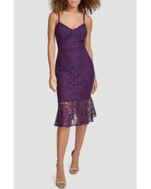 Siena Studio Floral Lace Midi Dress - Purple