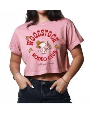 Girl Dangerous Peanuts Woodstock Rodeo Club Cropped Boyfriend Tee - Pink