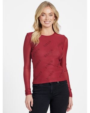 Guess Winny Rhinestone Logo Top - Red