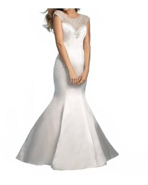 Allure Bridals Fit And Flare Wedding Gown - White