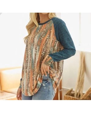 Lovely Melody Long Sleeves Tee Top - Blue