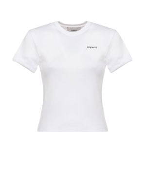 Coperni Cropped Printed Cotton T-Shirt - White