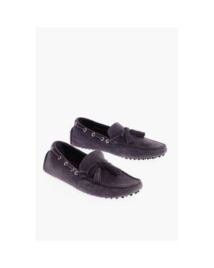 Corneliani Id Suede Boat Deck Shoes With Tassels - Blue