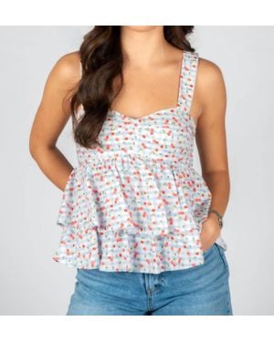Sincerely Ours Farrah Cherry Printed Top - Blue