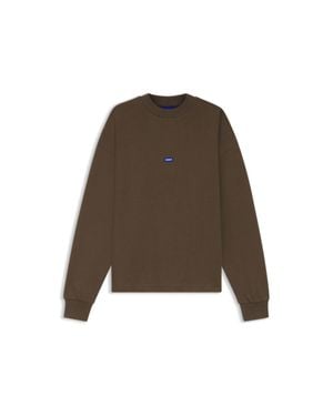 HUGO Cotton-Terry Sweatshirt With Logo Patch - Brown