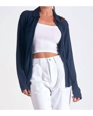 Elan Silly For Soft Button Down Shirt - Blue