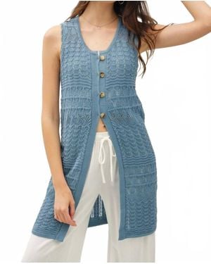 Be Cool Crochet Knit Duster - Blue