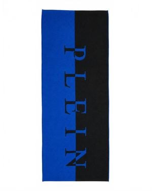 Philipp Plein Acrylic Woold Logo Scarf - Blue