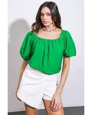 TRUEDAMES Call To Action Woven Top - Green