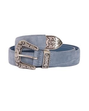 Claudio Orciani Textured Calf Ornate Belt - Blue