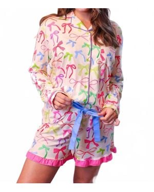 Jess Lea Daylight Bow Ruffle Pajama Set - White