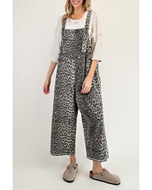 Easel Washed Denim Overalls - Gray