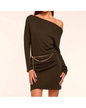 Ramy Brook Chance Merino Off-The-Shoulder Mini Dress - Green