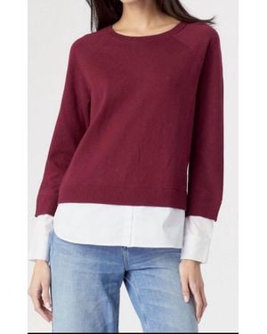 J. Society Crew Neck Two-Fer Sweater - Red