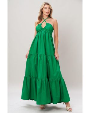 TRUEDAMES Tropic Statement Woven Maxi Dress - Green
