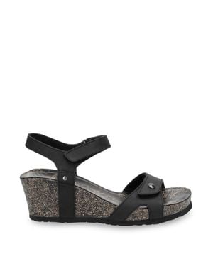 Panama Jack Julia B1 Wedge Leather Sandals - Black