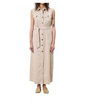 FRNCH Button Collared Maxi Dress - Natural