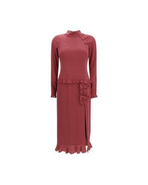 Alessandra Rich Silk Casual Dress - Red