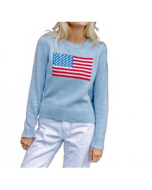 Sail To Sable Cropped Flag Sweater - Blue