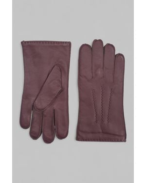 Infinity Leather Chestnut Italian Leather Warm Wool Lining Winter Stich Design Riding Driving Casual Gloves - Purple