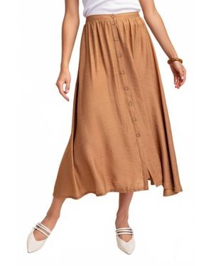 Gigio Button Down Midi Skirt - Brown