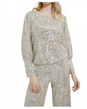 Joseph Ribkoff Sequin Blouse - Gray