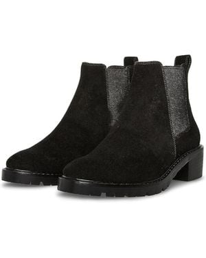 Steve Madden Dorothea Boots Suede Round Toe Chelsea Htat398 - Black
