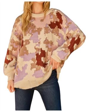 And The Why Out Of Hiding Camo Sweater - Orange