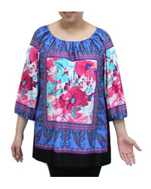 I TOUCH Floral Peasant Top - Blue
