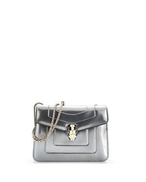 BVLGARI Serpenti Forever Square Shoulder Bag Metallic Leather