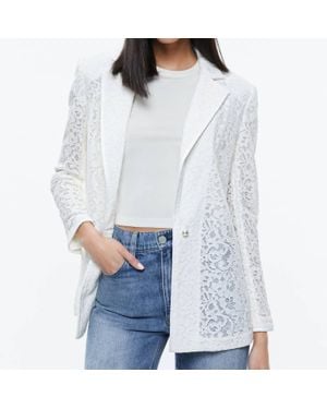 Alice + Olivia Judith Sheer Lace Notch Blazer - White