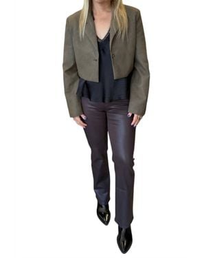 Vintage Havana Faux Leather Cropped Blazer - Black