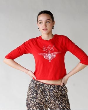 Daydreamer La Daydreaming Raglan Tee - Red