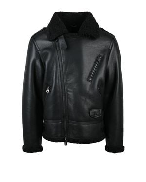 Daniele Alessandrini Eco Biker Jacket With Plush Lining And Zippered Pockets - Black