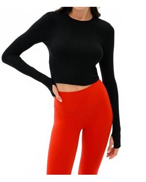 Splits59 Louise Rib Long Sleeve Crop Tee - Red