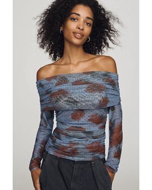 Maeve Aleda Mesh Off-Shoulder Top By - Gray