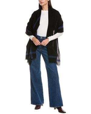 Vince Lightweight Border Stripe Wool & Cashmere-Blend Wrap - Black