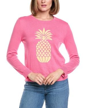 Hannah Rose Pineapple Intarsia Cashmere-Blend Sweater - Pink