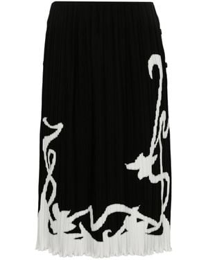 Lanvin Pleated Maxi Skirt With Abstract Hemline Detail - Black