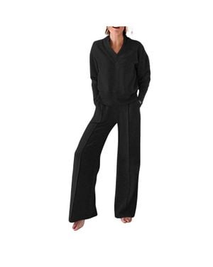 Rosa Clothing Casual V-Neck Long Sleeve Top - Black