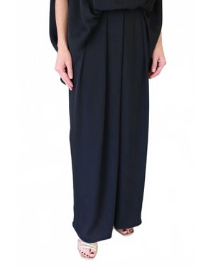KLD Washed Satin Asymmetrical Pleated Pants - Blue