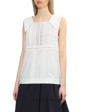 ShuShu/Tong Square Neck Lace Vest Top - White