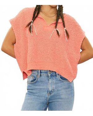 illa illa Short Sleeve Patch Sweater - Orange