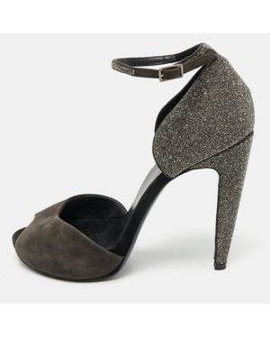 Pierre Hardy Glitter And Suede Peep Toe Ankle Strap Sandals - Black