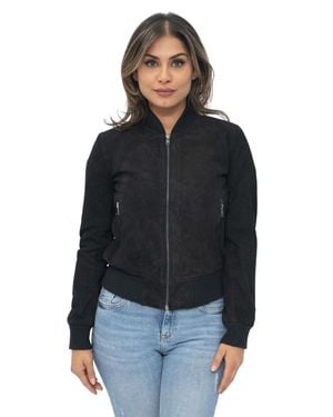 Infinity Leather Ma-1 Suede Bomber Jacket-Arnhem - Black