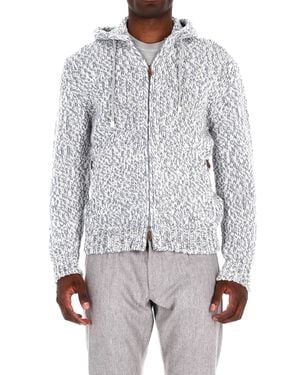 Eleventy Mouliné Full Zip Cashmere Hoodie - Gray