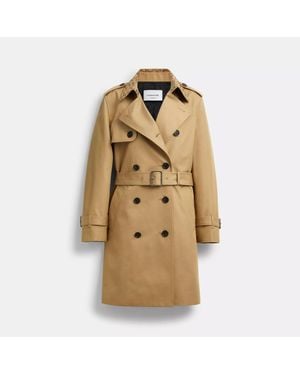 COACH Mid Trench Coat With Signature Collar - Natural