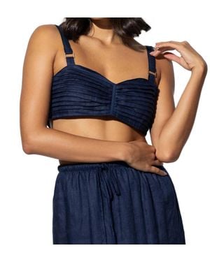 LUSANA Pintuck Bra - Blue